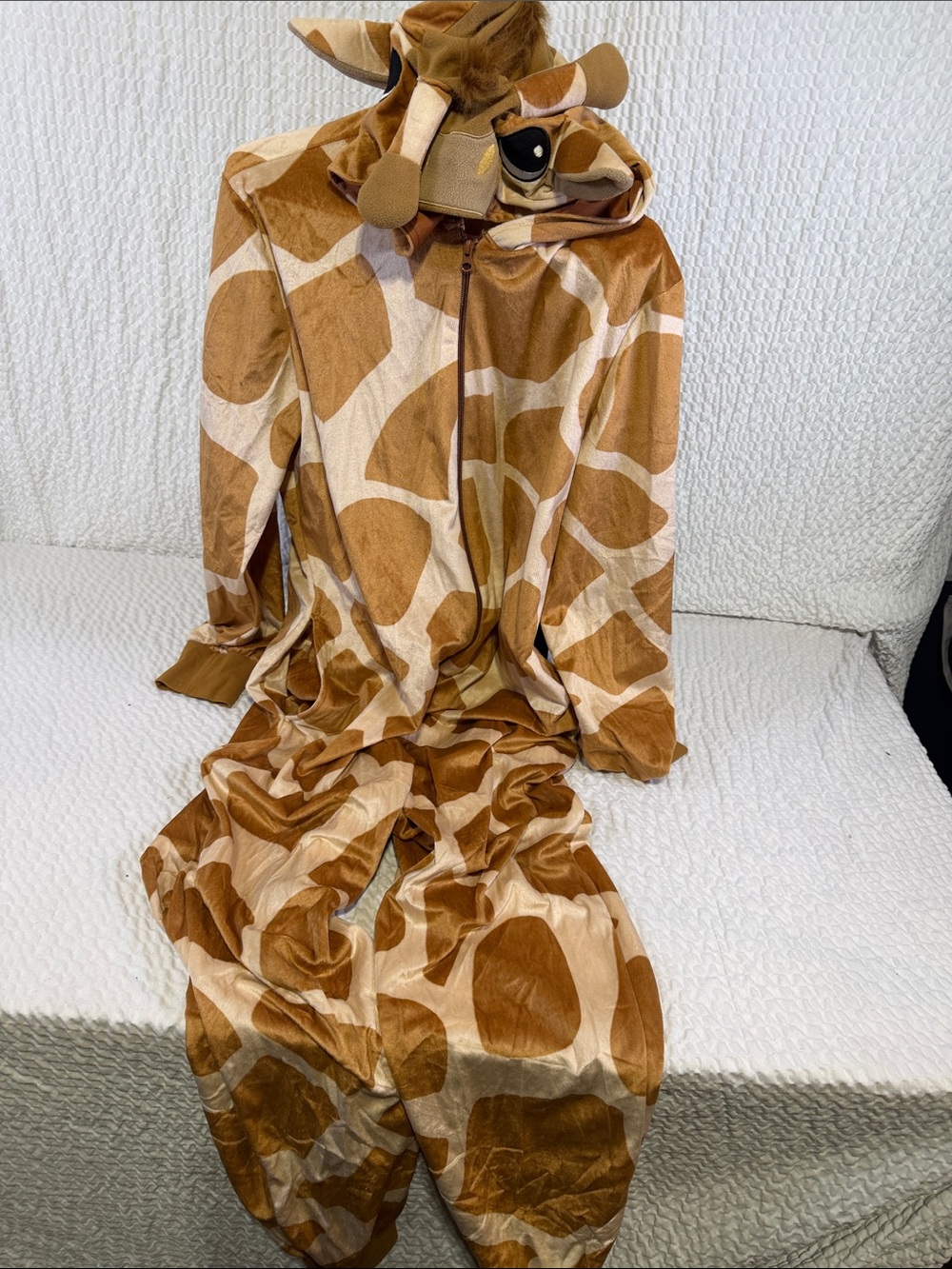 Spirit Giraffe Print Brown & Cream Onesie Pajama with Hood